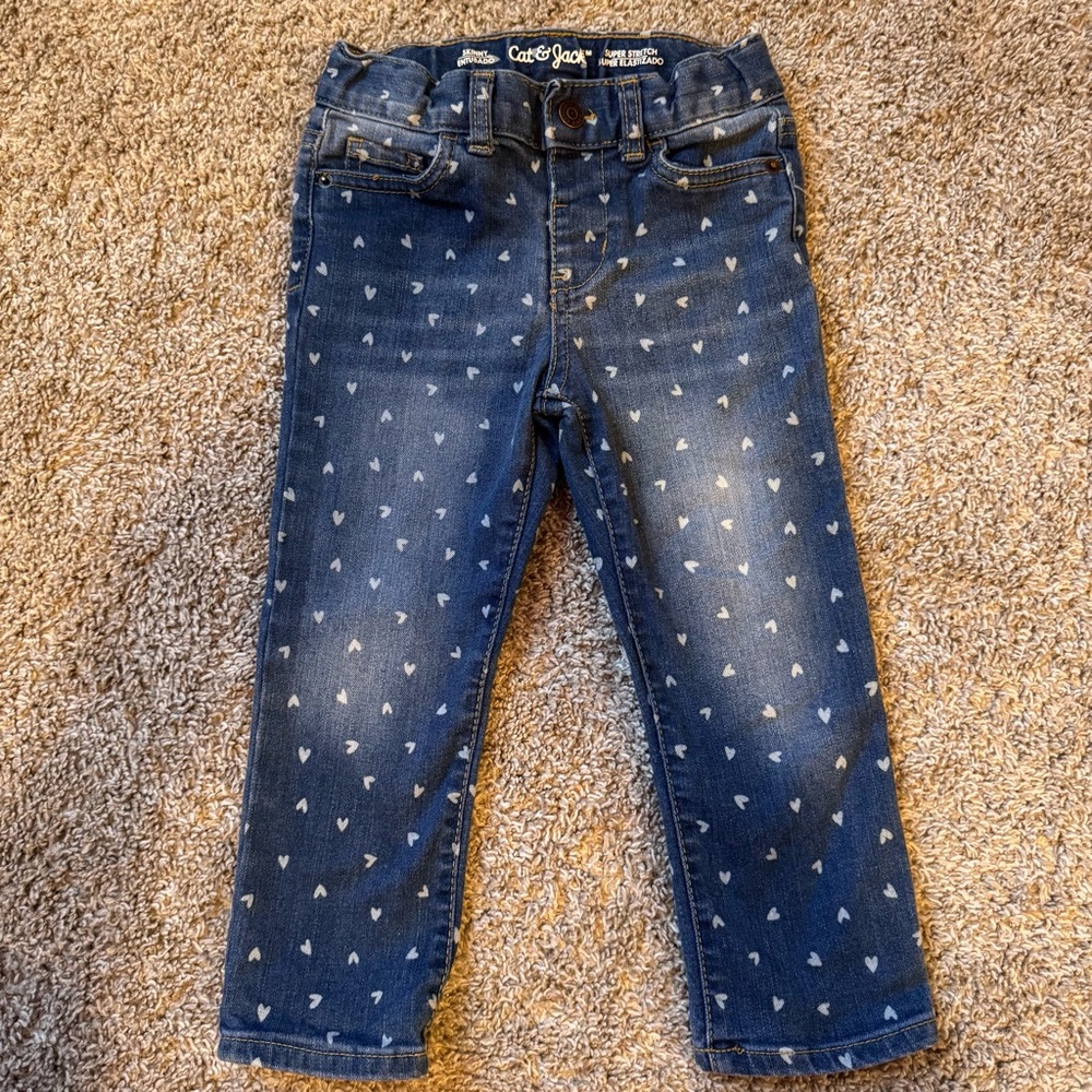 Cat & Jack Denim with Heart Pattern Kids Jeans